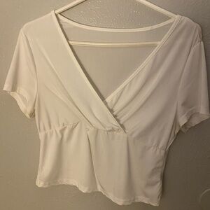 SHEIN White V-Neck Blouse